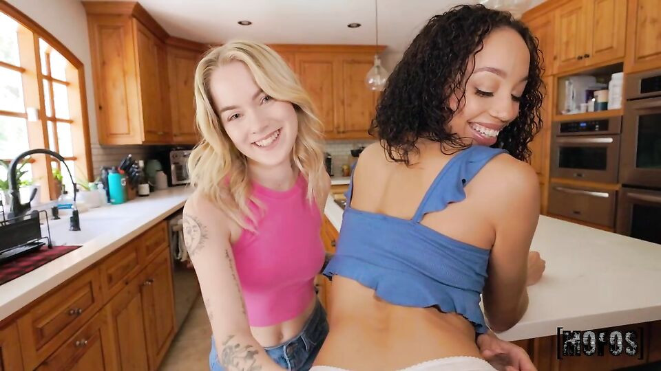 Beautiful chicks Alexis Tae and Sage Fox share a long black cock