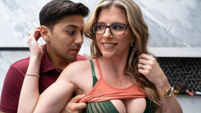 Astonishing MILF with silicone tits Cory Chase screwed by young man